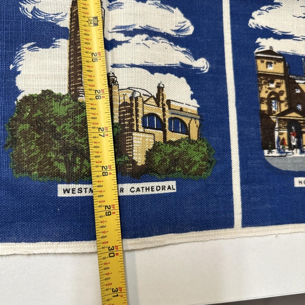 Vtg Linen Tea Towel Wall Hanging London England Landmarks Historic Buildings NEW - Picture 4 of 5